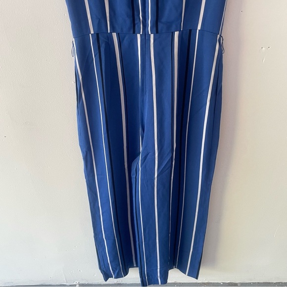 Diane Von Furstenberg Blue White Striped Crossover Jumpsuit 37651 - Picture 5 of 12